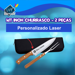 KIT INOX CHURRASCO - 2 PEÇAS Estojo em poliéster 2x4cm    